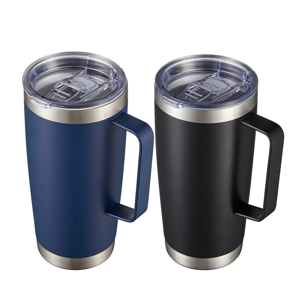 Custom Camping Coffee Mug wholesale Sublimation Double Wall 20oz Travel Tumbler Cup Insulated coffee Mug with Handle and Lid
