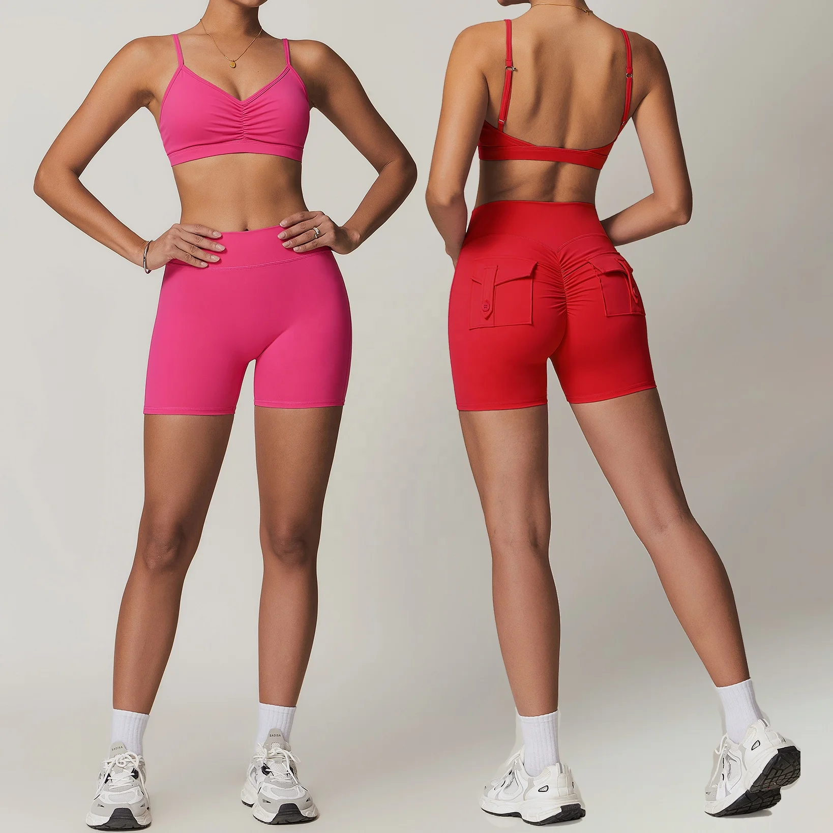 YIYI Summer Soft Fabrics Gym Fitness Set High Stretchy Comfortable Workout Athletic Sets Quick Dry Women Sport Wear