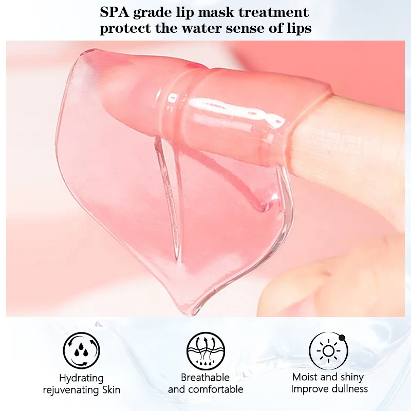Disposable Transparent Collagen Lip Mask Pink Jelly Crystal Sheet Collagen Lip Mask