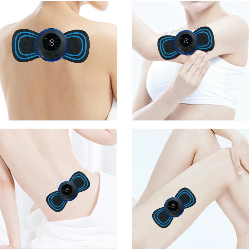 Pulse Massager Tens Micro-Electric Massage Lcd Display Portable Gel Pad Relief Pain Neck Cervical Massager