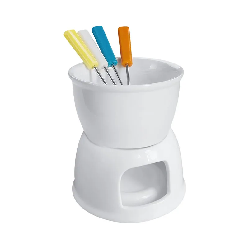 Factory Bulk Wholesale Mini Porcelain Icecream Cheese Hot Melting Pot Candle Ceramic Fondue Set