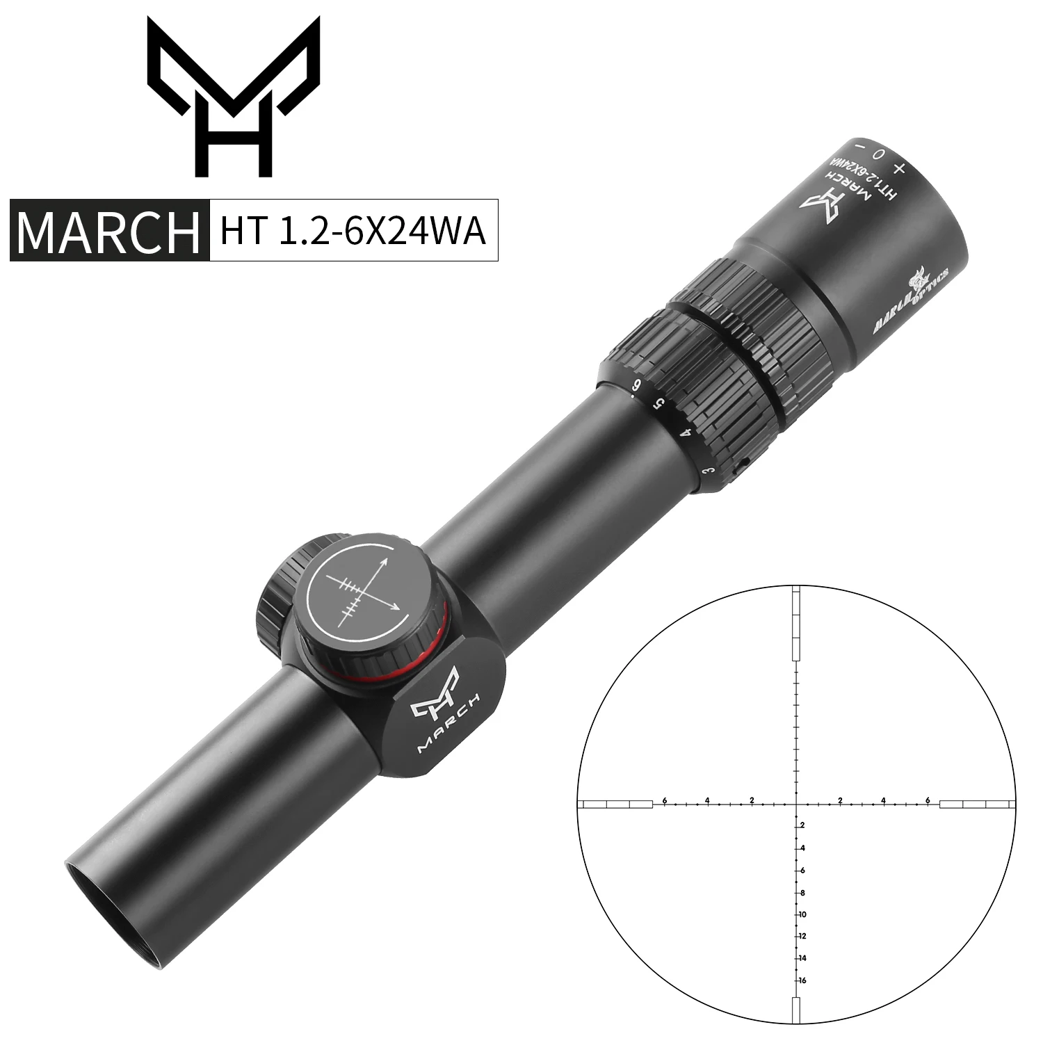 Опт марш HT 1,2-6x24, точечный оптический прицел из травления стекла для четкого обзора, идеальные аксессуары для оптических прицелов