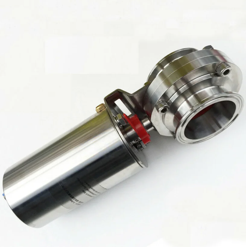 DIN/SMS/IDF/ISO stainless steel 304 316L Sanitary pneumatic butterfly valve Pneumatic actuator tri Clamp Butterfly valve