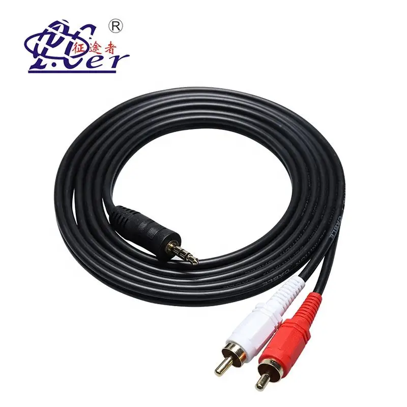 Factory Direct Sale 2 RCA Audio Cable 3.5mm Car Audio Cable For DVD Player Monitor Microphone