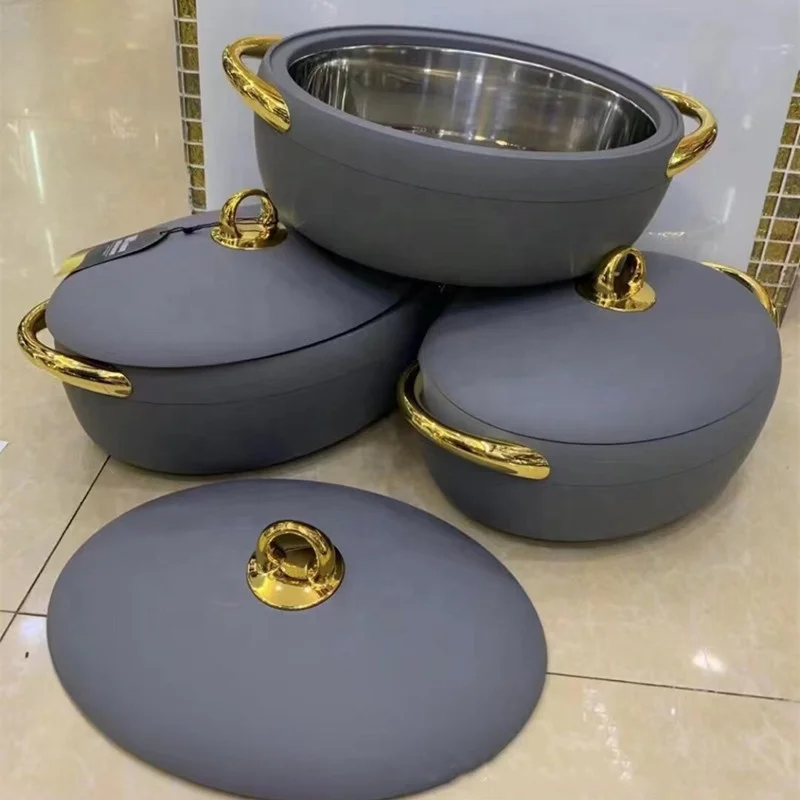 hot selling 3pcs pot ware egg shape thermal insulation food box 2L 2.5L 3L food keep warmer container lunch box