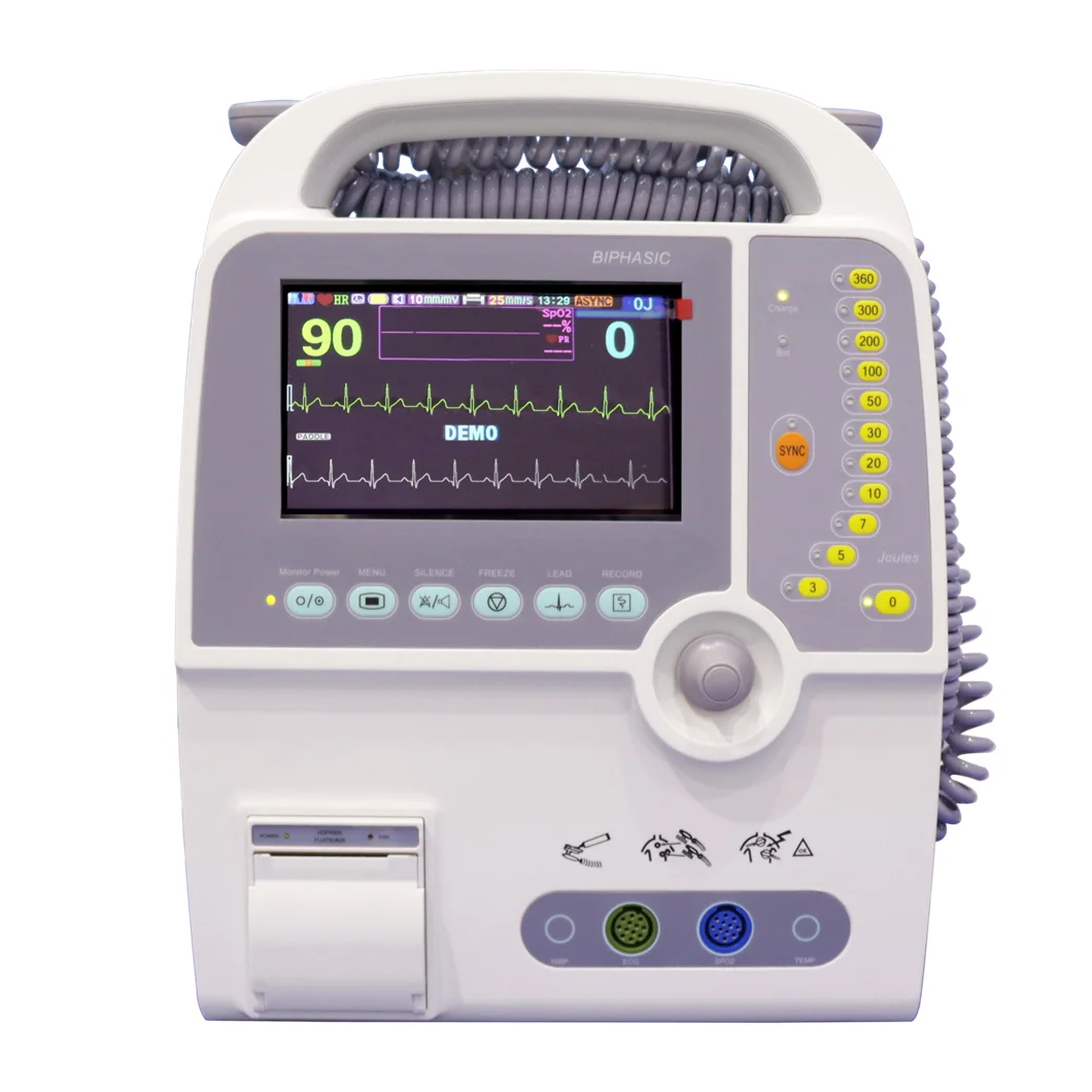 HC-8000D Portable Biphasic Emergency Cardiac External Defibrillator Monitor With Li-ion Battery