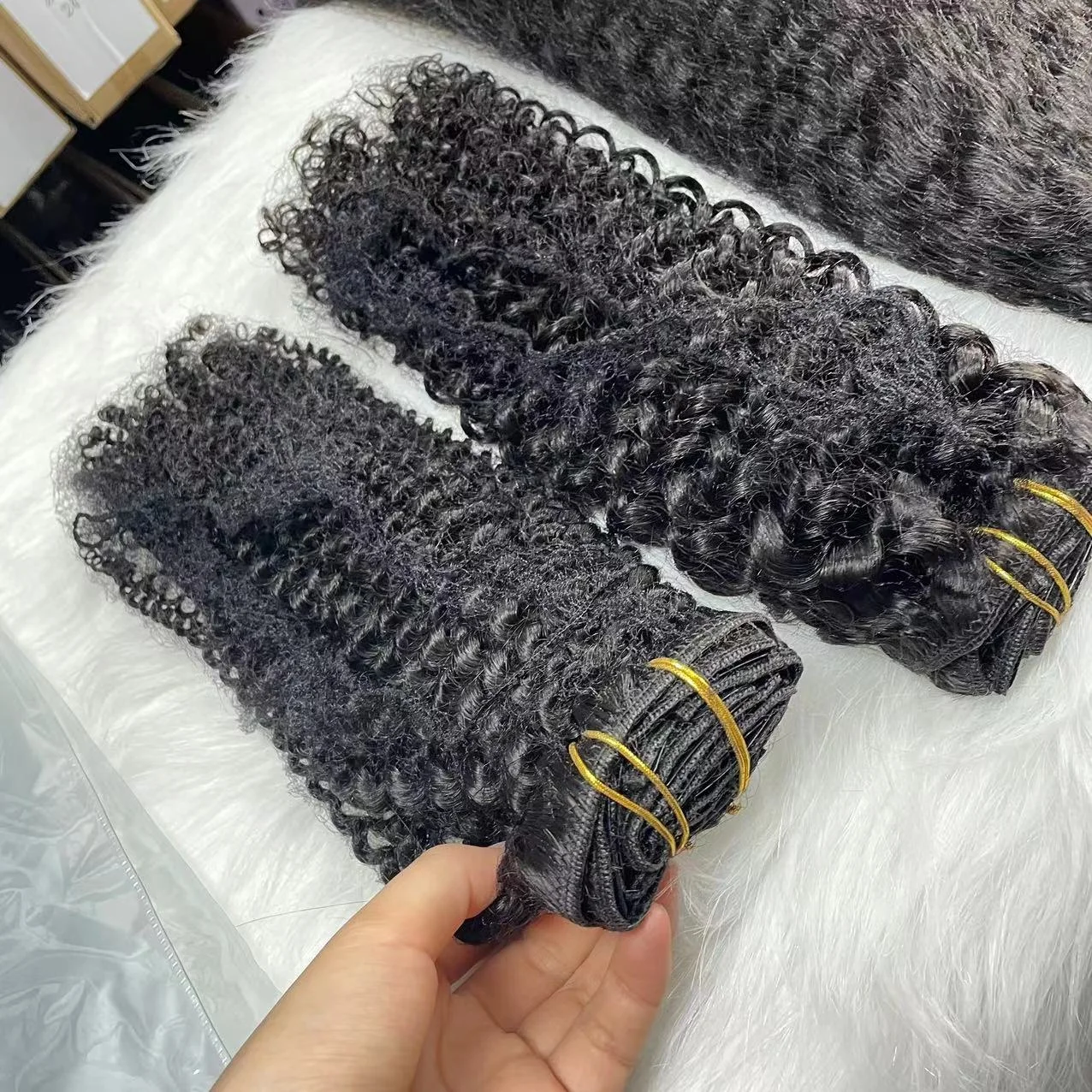 Amara hair 16A grade extensions clip ins 100 human natural hair curly clip in double drawn seamless clip in human hair extension