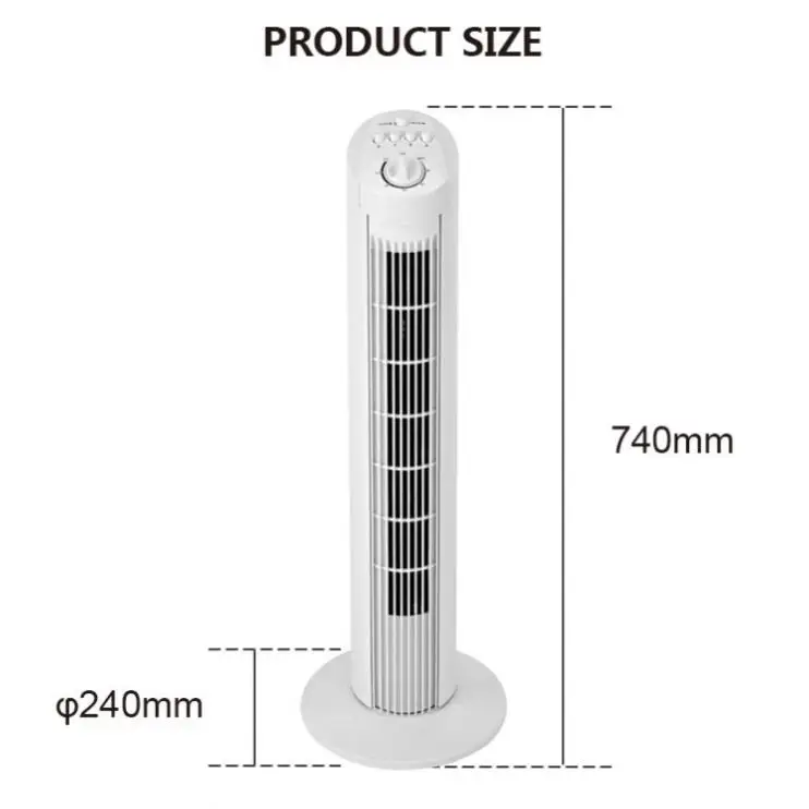 Домашний башенный вентилятор с 3 регуляторами скорости который выдувает холодный воздух для охлаждения входной копии