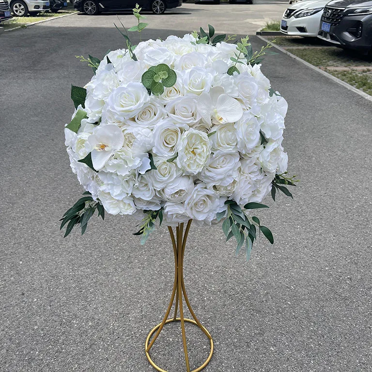 IFG wholesale large wedding ivory flowers 60cm kissing flower ball for wedding centerpiece
