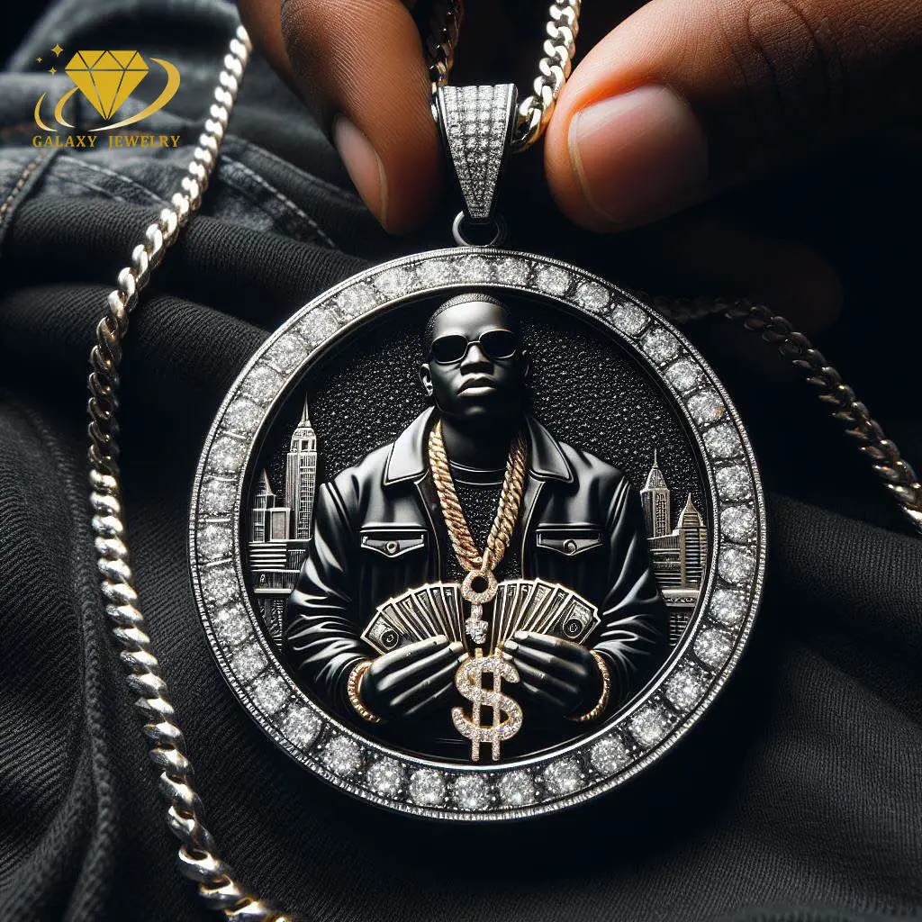 Custom Moissanite Pendant 925 Sterling Silver Picture Pendant Hip Hop 3D Enamel Vvs Mossanite Mens Diamond Memory Pendant