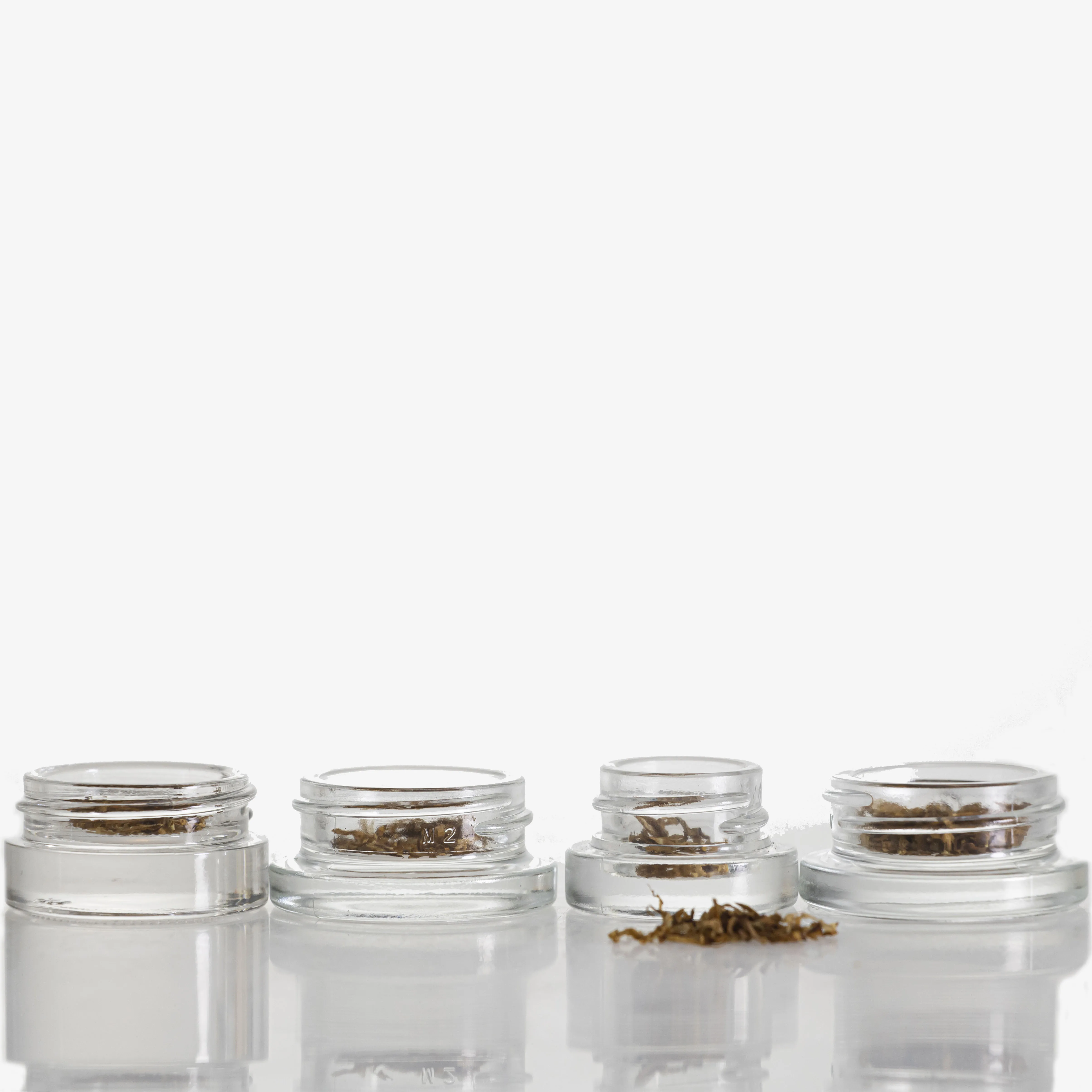 Small Clear Glass Grease Jars Custom Logo Square Concentrate Containers Child Resistant Cap CRC Glass Jar