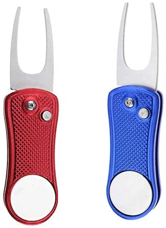 Wholesale Portable and Foldable Golf Divot Repair Tool Magnetic Golf Ball Marker Tool Stainless Steel golf Divot Tool