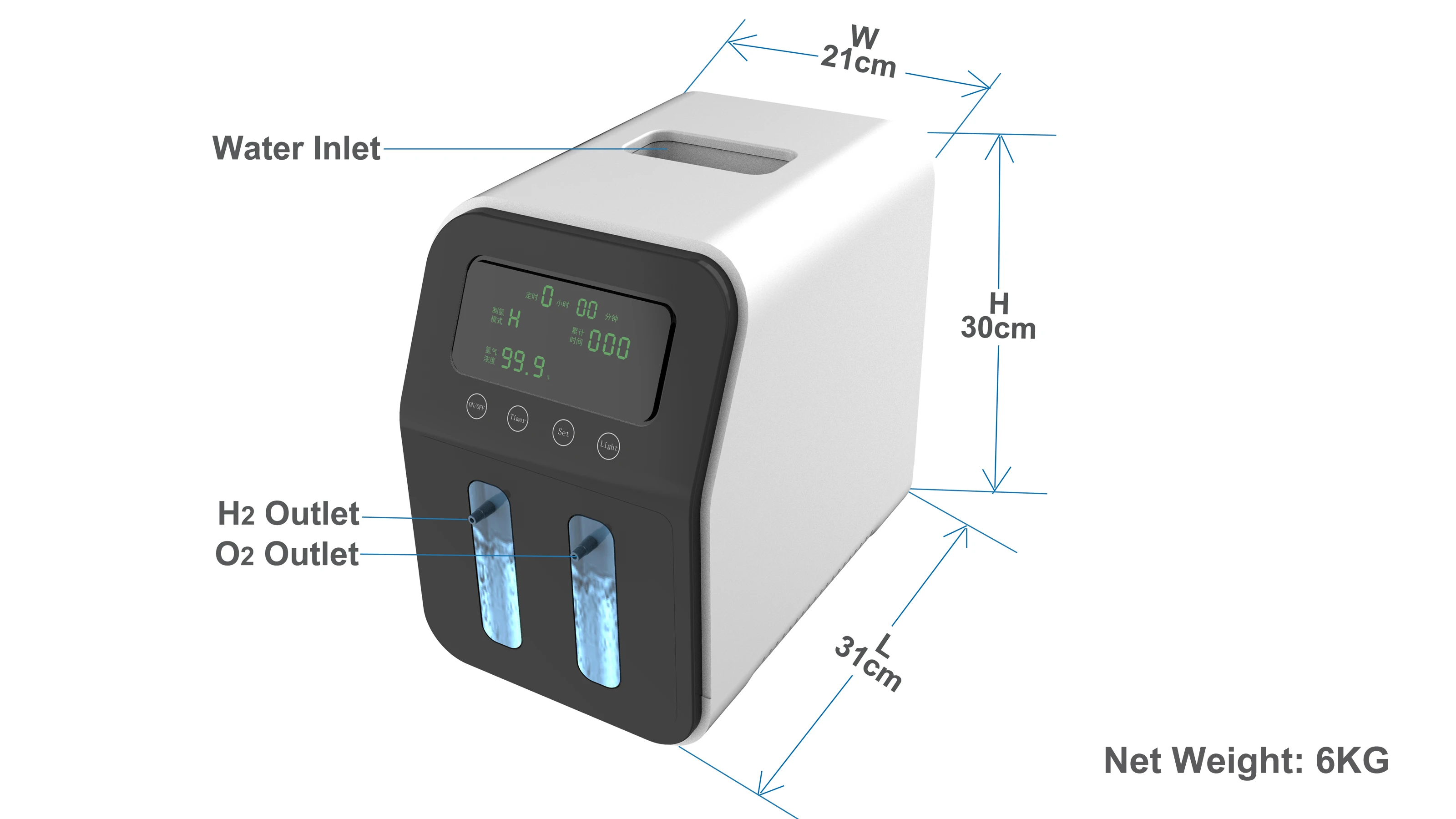 T-HO600 portable 600ml Molecular Hydrogen PEM water electrolysis hydrogen machine