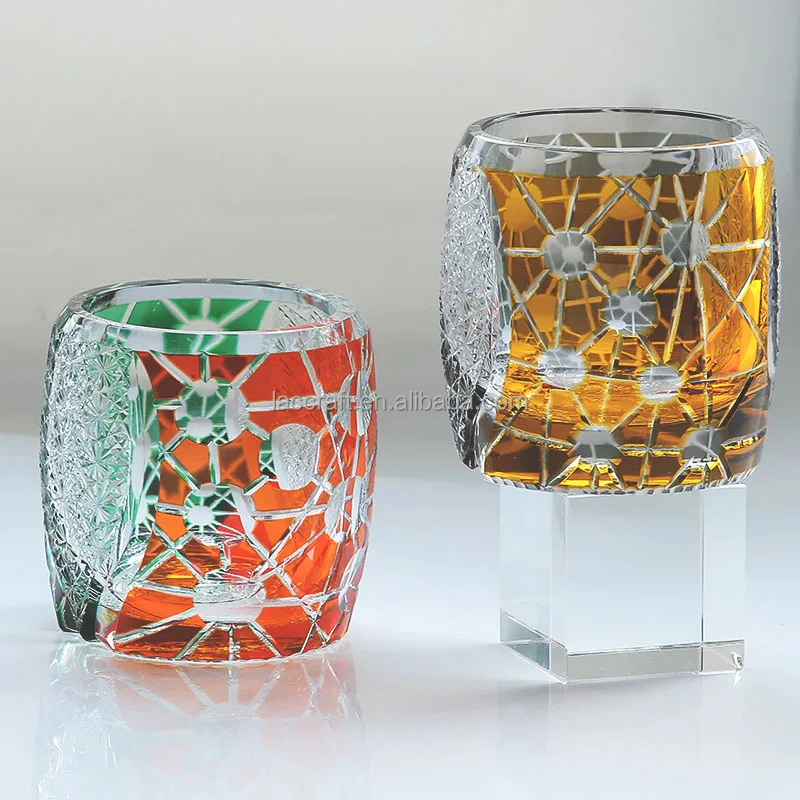 Japanese Edo Kiriko Style Whiskey Glass Cup Circular Design Shot Glasses for Beer Whiskey & Brandy 270ml