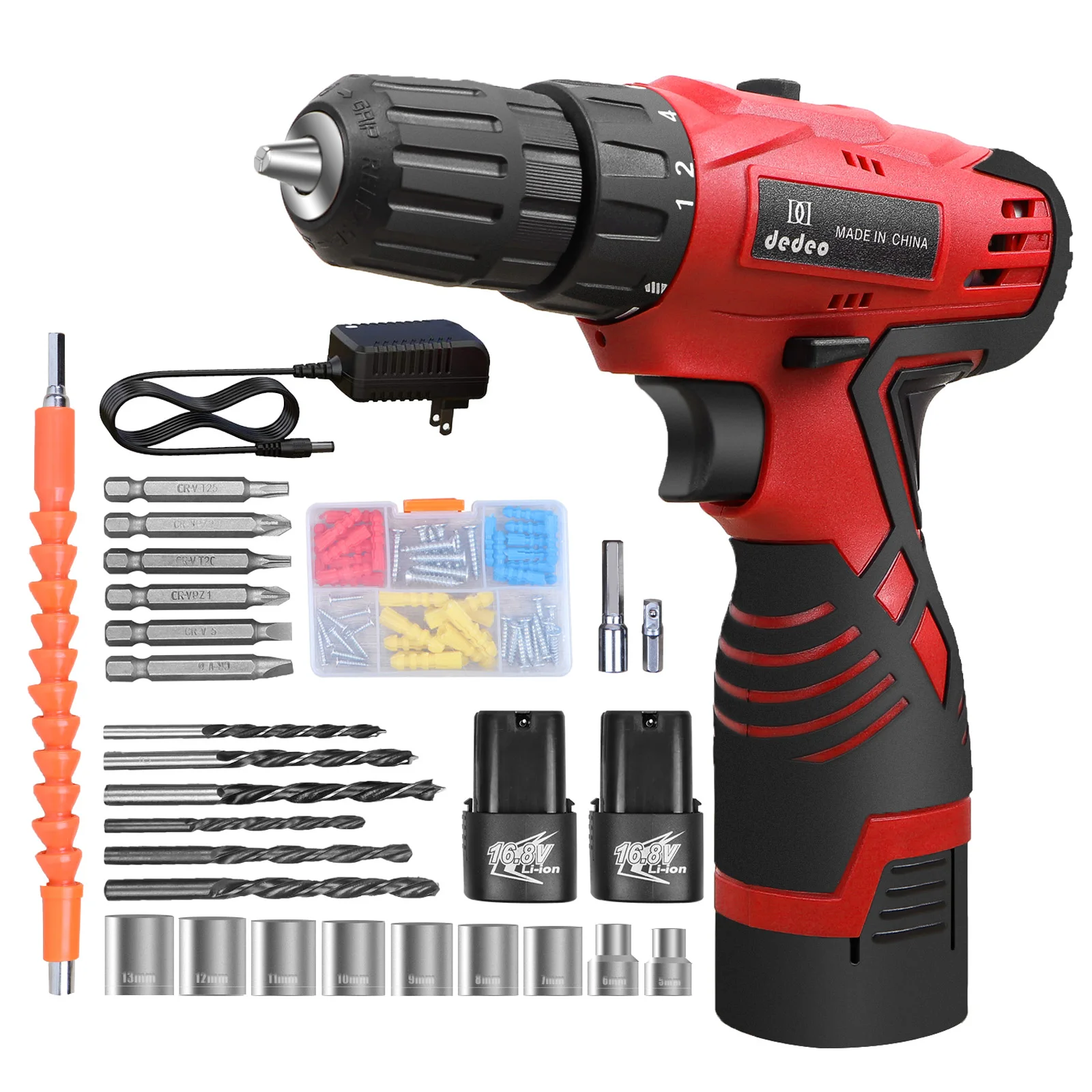 Hand Tool Kit Set Impact Cordless Drill Power Tools Toolbox Storage Case Hard Case Electricity Packing General Household 26pcs