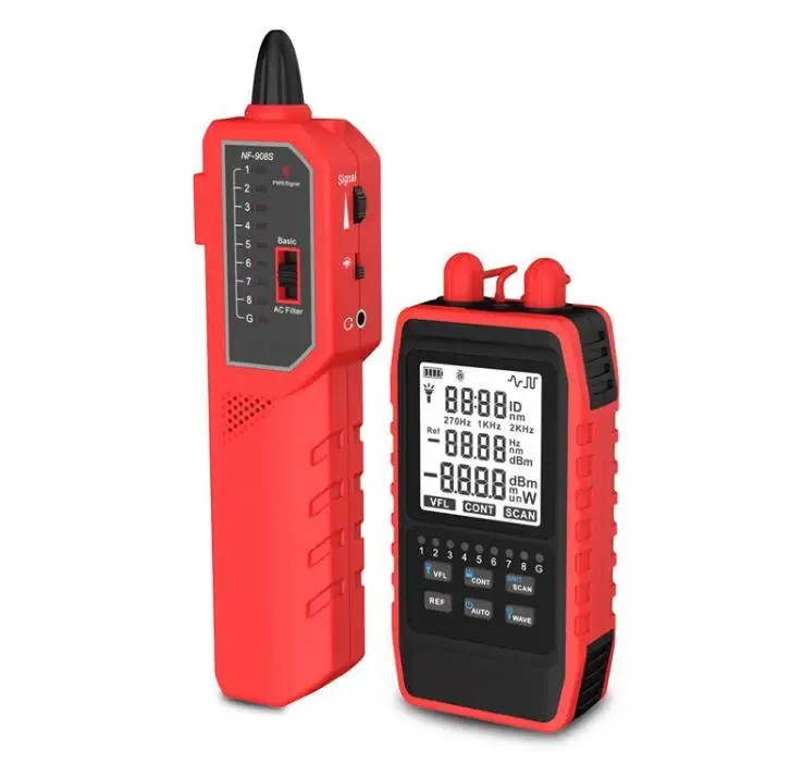 NF-908S Optical Power Meter Network Cable Finder Wire Tracker OPM Visual Fault Locator Wiremap VFL REF SCAN Optical Fiber Tester