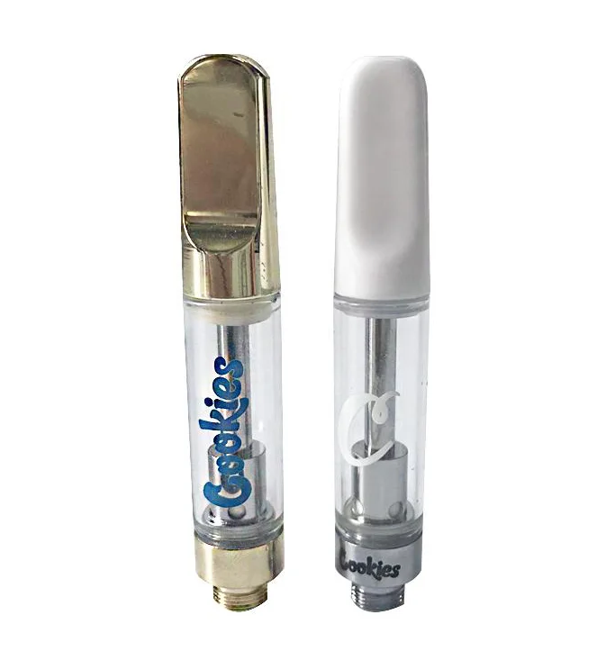 Упаковка логотипа на заказ картриджи для печенья с подарочной коробкой 0,8 мл cbd атомайзер 510 Золотой наконечник для перезаряжаемой электронной сигареты