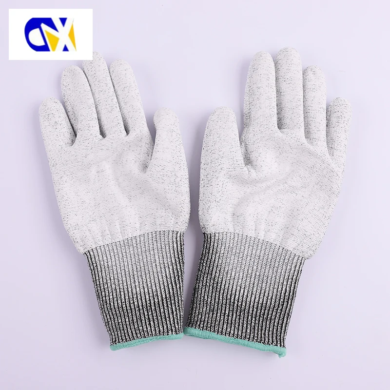 Level 5 PU Palm Coated Gloves White Pu Cut Resistance Glove Grip Pu Coated Anti Cut Gloves