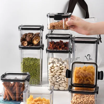Food-grade PP+TRP+PET Materials Airtight Dry Food Container Low Price Plastic Storage Boxes & Bins Rectangle 500 Pcs Japan Style