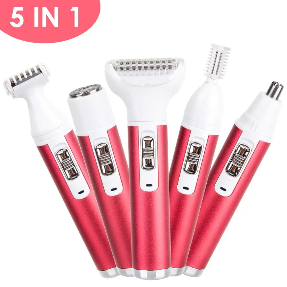 
5-1Mini Electric Finishing Woman Lady Facial Hair Lipstick Remover Shaver Bikini Trimmer Set 