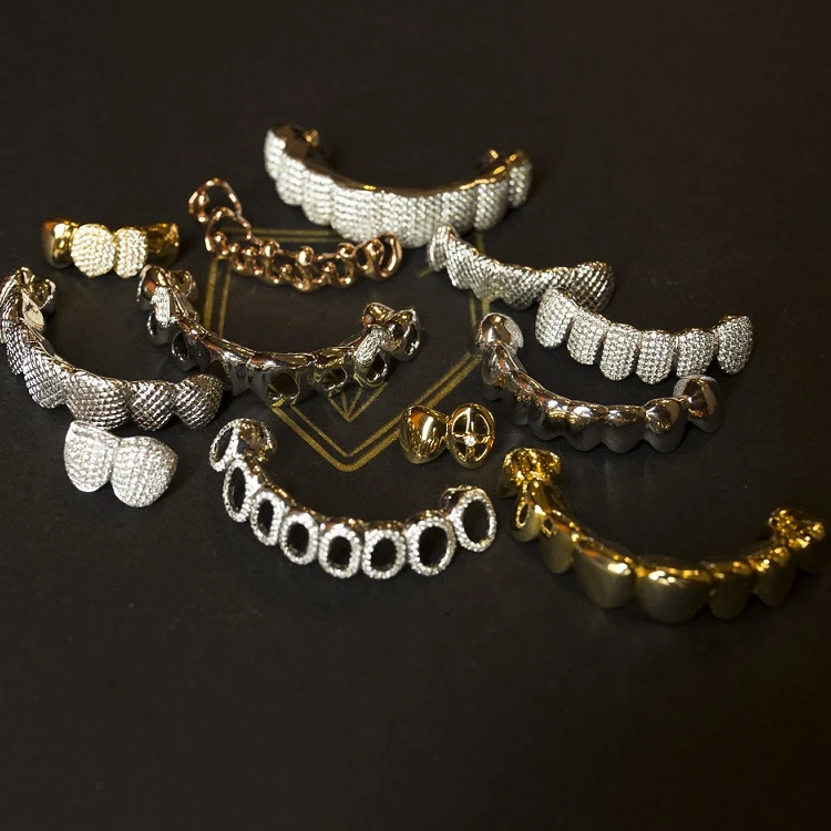 Factory Custom S925 Silver 10K 14K 18K Solid Gold Grillz Teeth Iced out VVS Moissanite Lab Natural Diamond Grillz for Teeth
