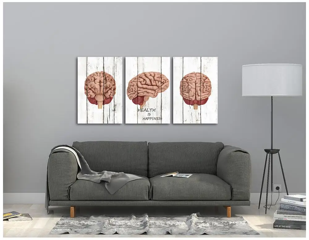 Neurology Wall Art Human Brain Painting Anatomy Art Clinic Office Wall Art Health Quote Prints on Canvas Doctor Present