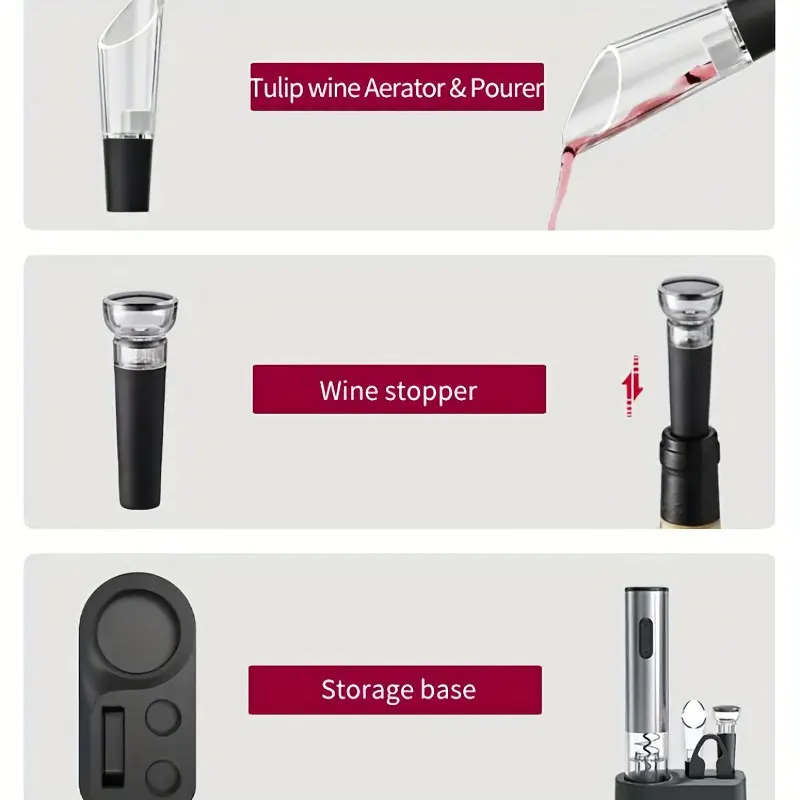 Most Popular Battery Powered Electric Wine Corkscrew Set with Wine Accessories