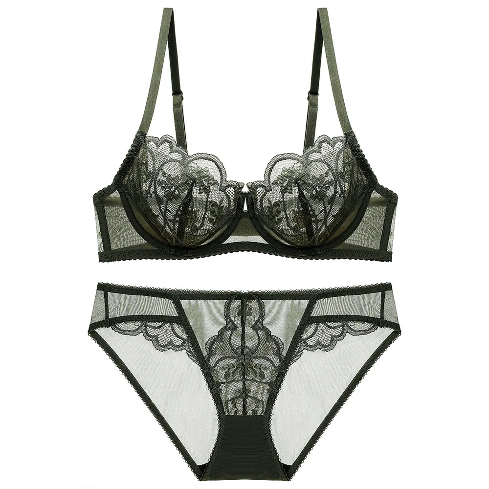 Factory enough Stock Sexy Lingerie Translucent Lace Bra And Panty Set Two Pieces Babydoll Set