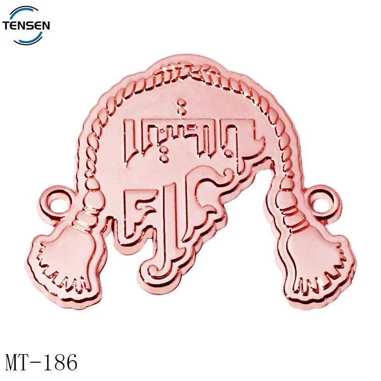 Fashion garment accessory metal name tags gold plated enamel letter label clothing sewing plate with round logo