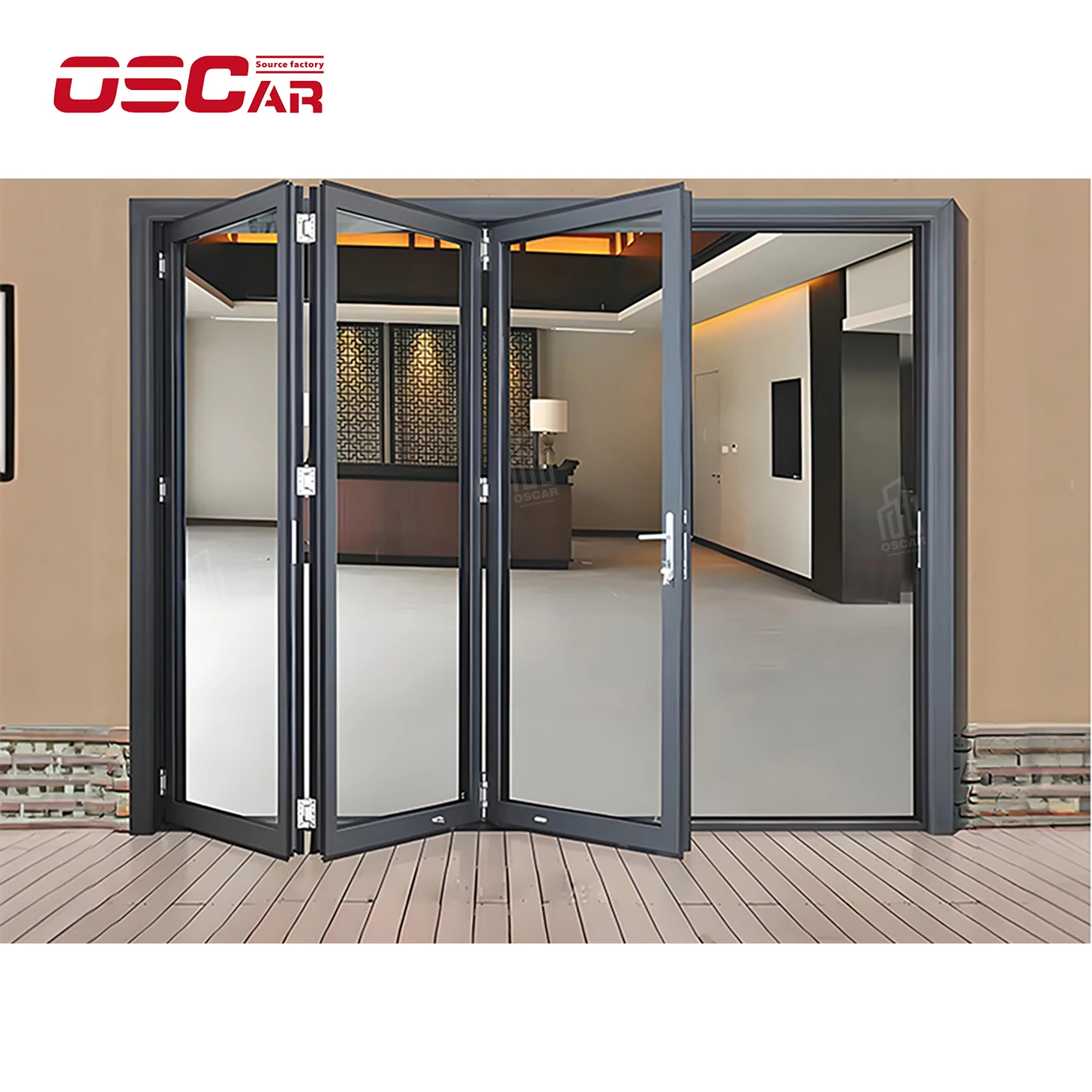Oscaracso House Exterior Thermal Break Aluminium Profiles Glass Pocket Sliding floding Door Heavy Duty Patio Sliding Doors