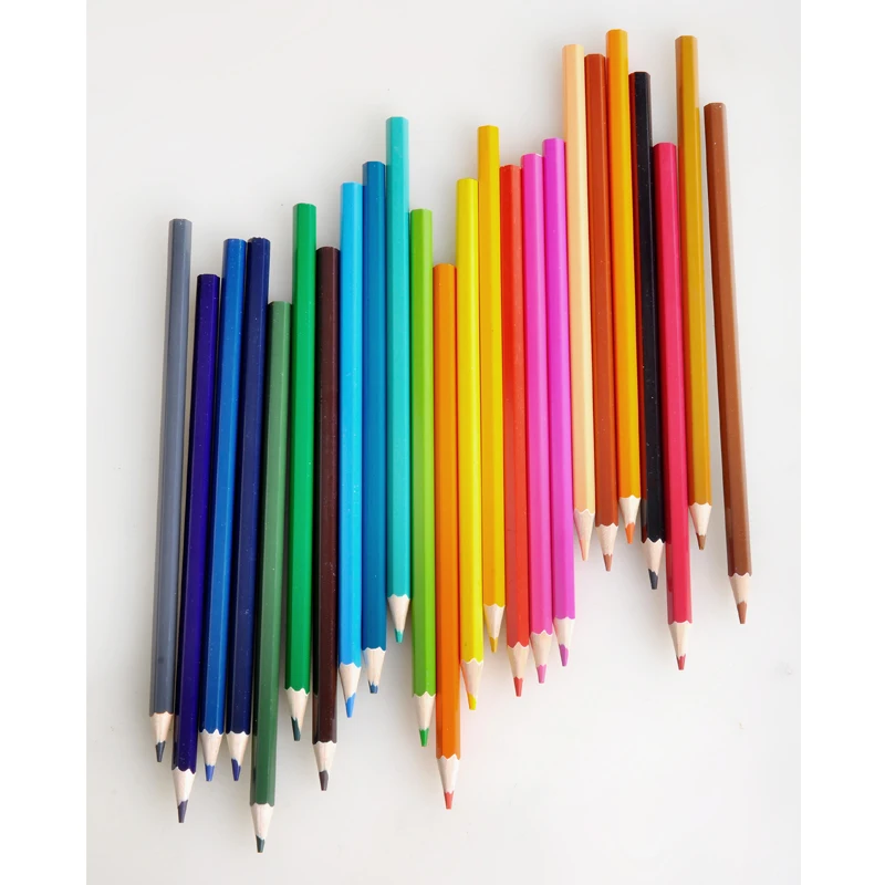 
Hot sales custom logo 7 inches basswood hexagonal 24 colors pencil for school 