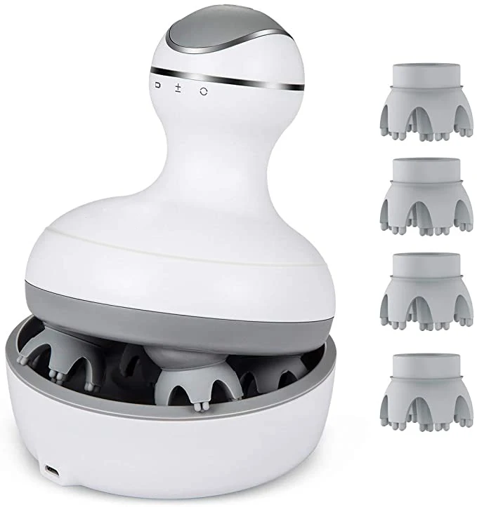 Hot Selling Automatic Hand Held  Easy Use Deep Tissue Kneading Vibrating Scalp Massager Electric Silicone Head Massager