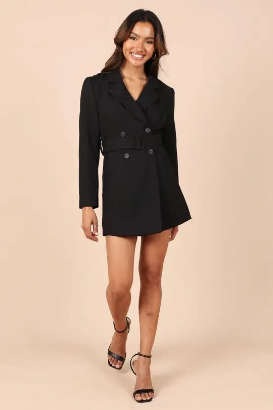 Office Lady Blazer Dress Suits Long Sleeve V Neck Mini Dresses Fashion Spring Autumn Double Breasted Button Blazer Dress