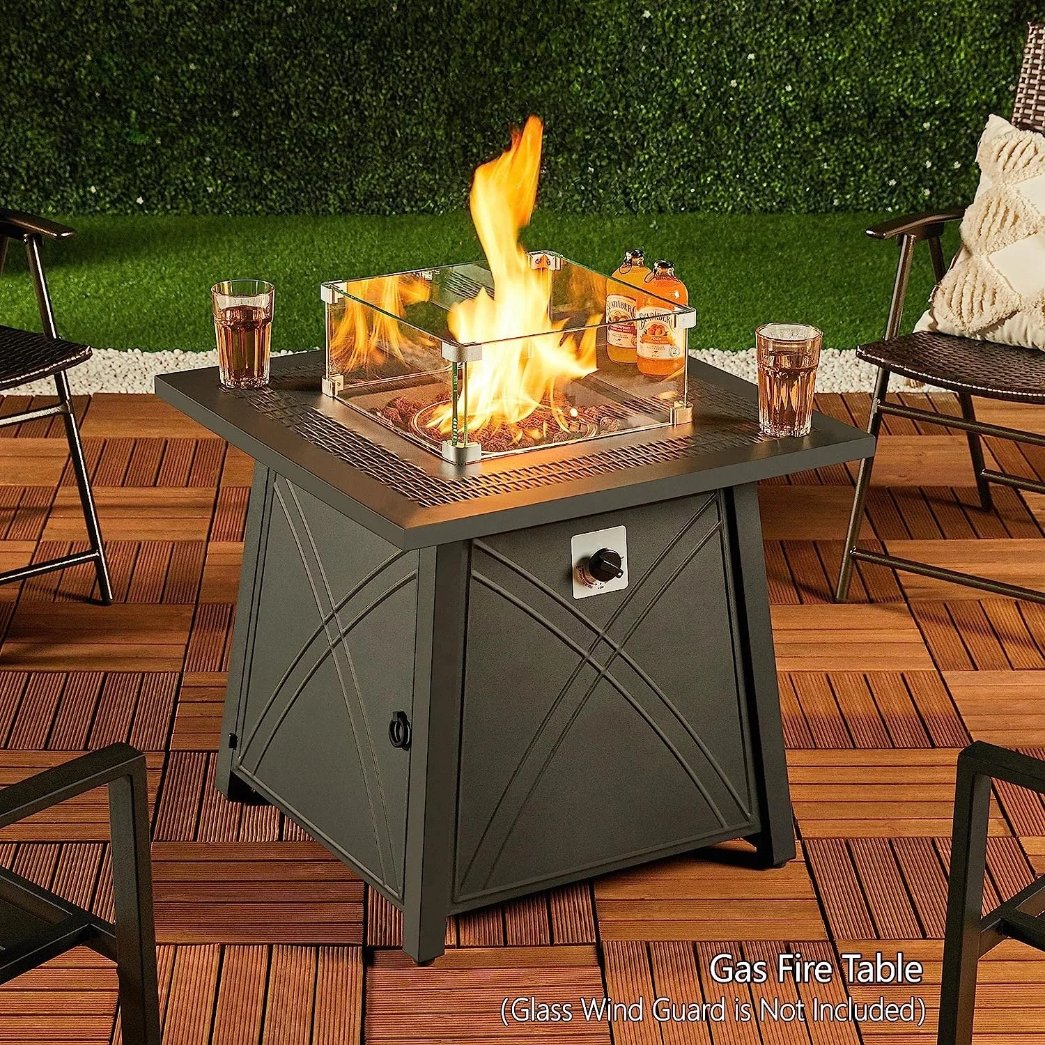 Outdoor Stainless Steel Gas Fire Pit Burner and Pan Kit