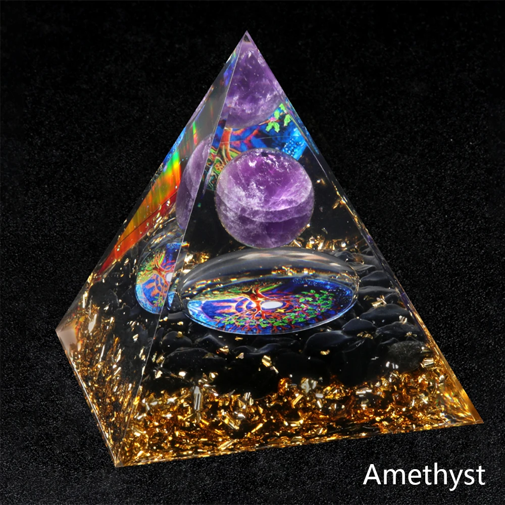 Positive Energy Pyramid Crystal Attractive Wealth & Healing Meditation Room Decor for Gift