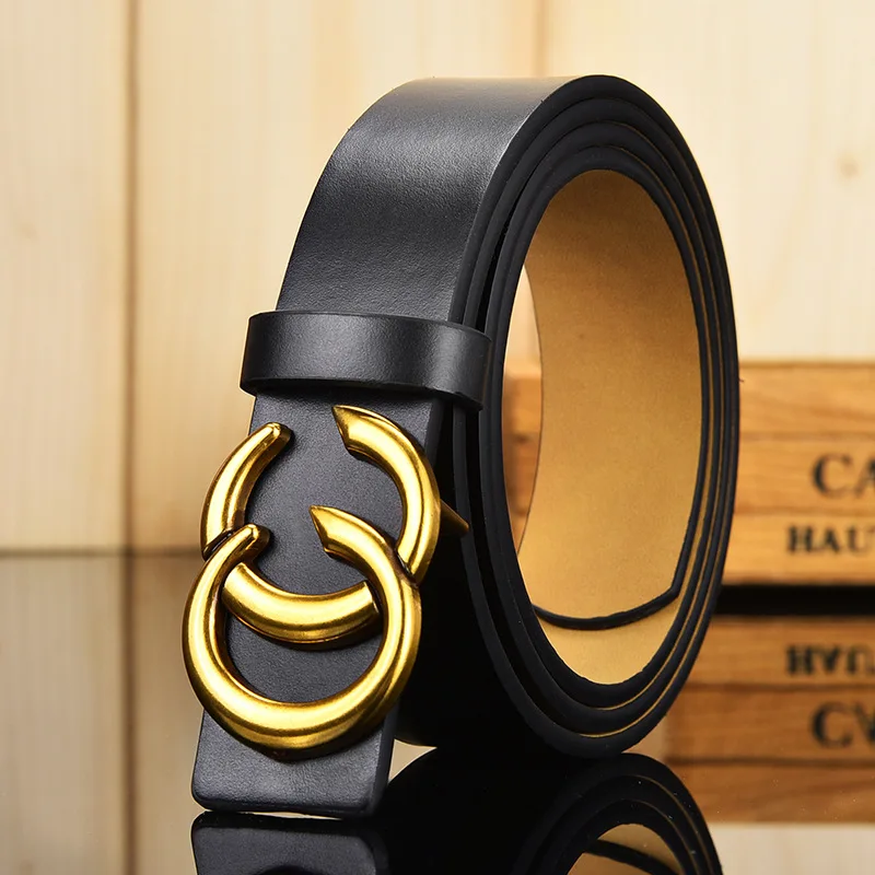 Double C flat slide buckle belt unisex European casual fashion cc letters decor Jeans belt