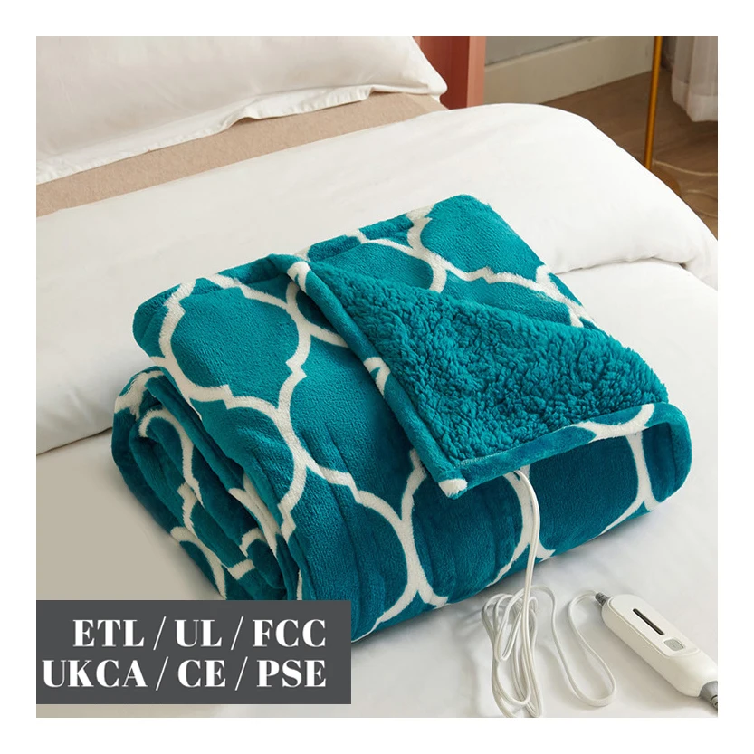 Certificate wholesale custom warm soft heated sherpa flannel polyester home electric heater throw blanket for winter bed sofa