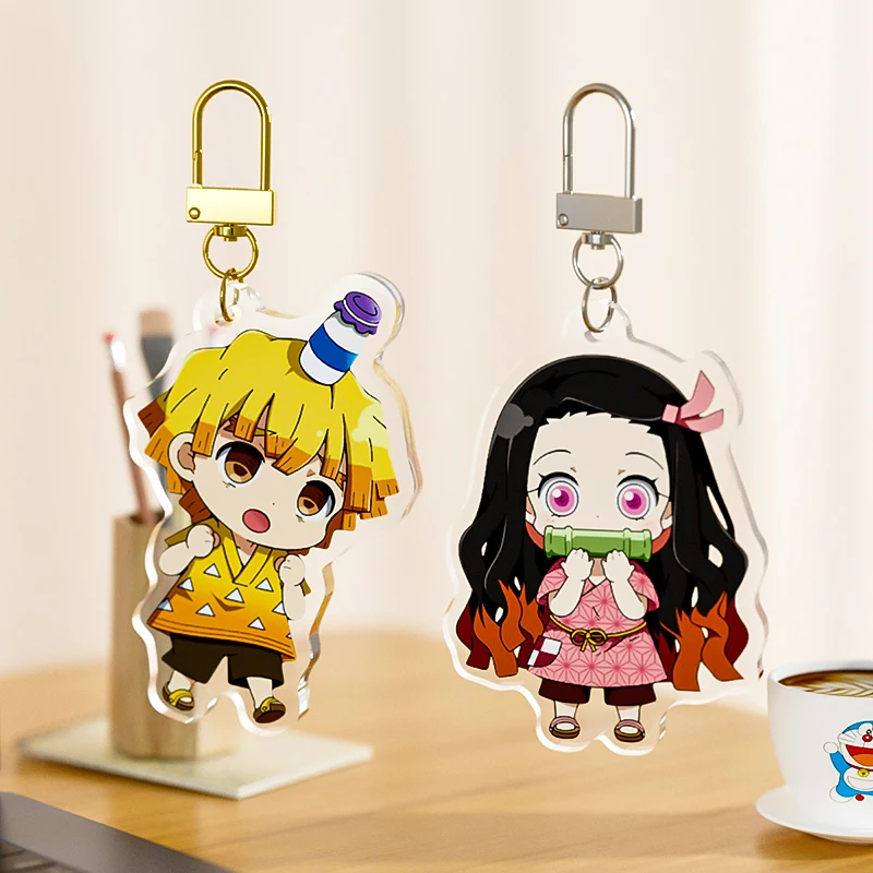 PAKA Custom Printed Charm Round Plastic Anime Demon Slayer Acrylic Hologram Keychain Acrylic Keychain With Glitter