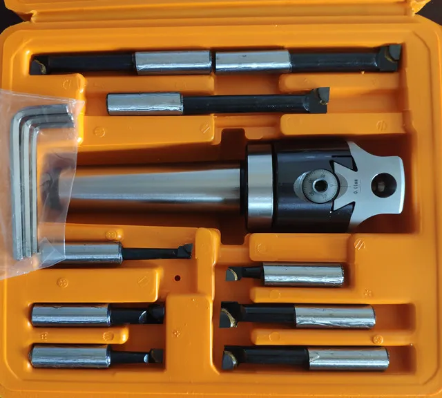 
MT4 taper, F1-12 type boring head set, including 1pc 50mm fixture with shank and 9pcs bar set 