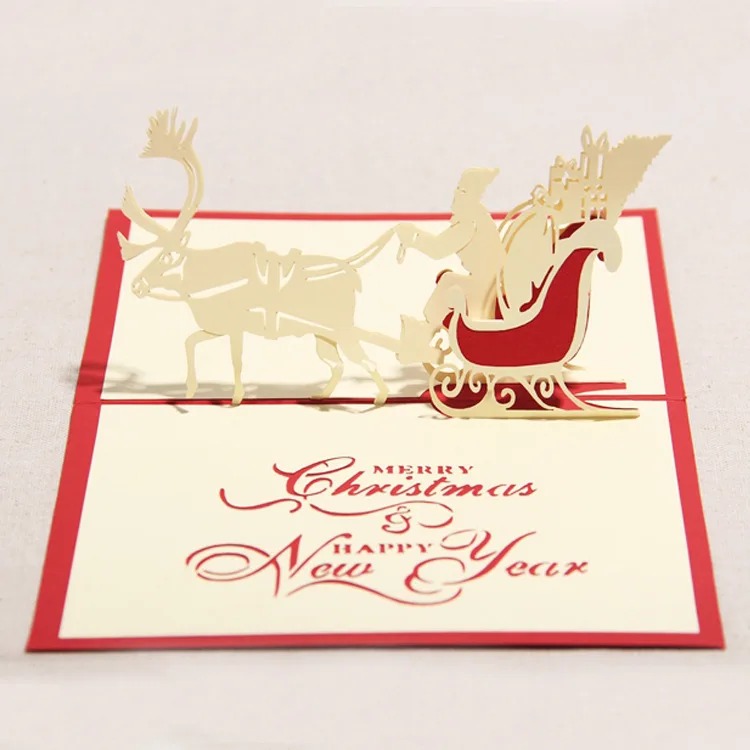 Manufacturer wholesale fancy christmas greeting cards printing, pop up greeting cards plus envelope