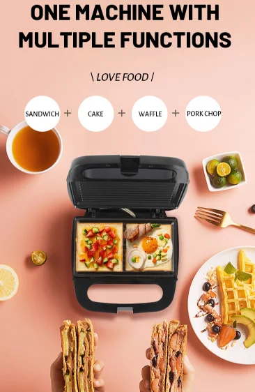 multi-function 3 in 1 professional  toaster non stick pot grill sandwich maker custom waffle iron waffle cone roller egg