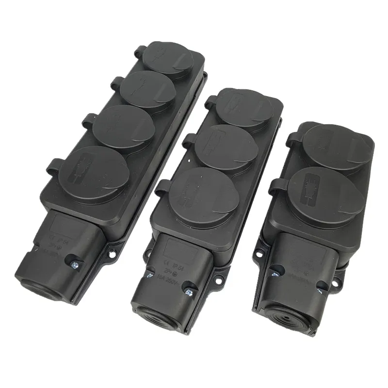 European Waterproof Industry 4 outlets power strips16A EU 2P+E Schuko Socket Panel Mouint IP54 With Cove