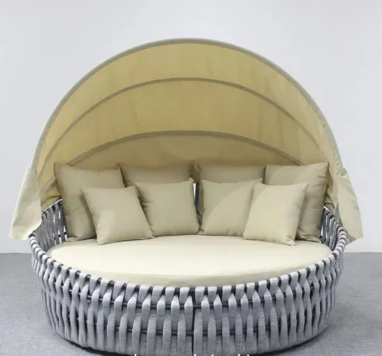 Outdoor Garden Patio Pool Double Chaise Round Rope Aluminum Furniture Sunbed  Leisure Daybed