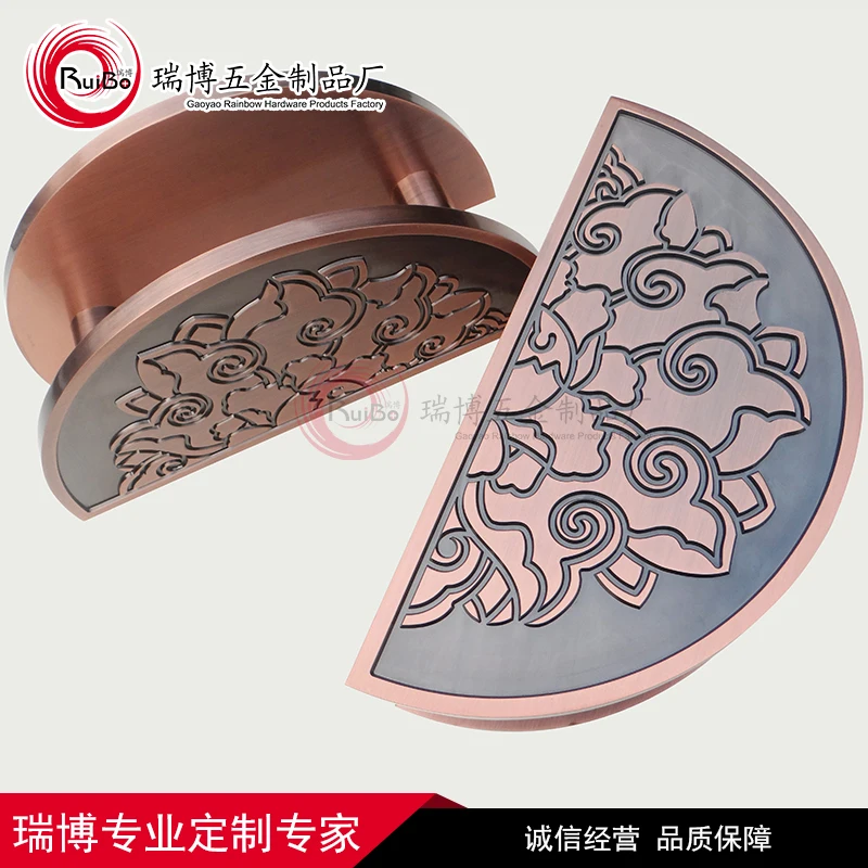 New Chinese Aluminum Carver Semi-Round Handle Antique Luxury Door Handle Custom Glass Door Wooden Door Fine Carver