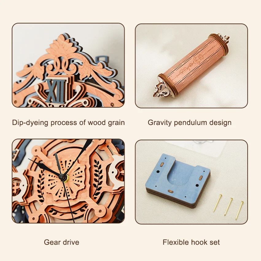 Robotime Rokr Home Decoration Wood Crafts LC701 Mechanical Gear Romantic Note Wall Clock Wooden 3D Puzzles