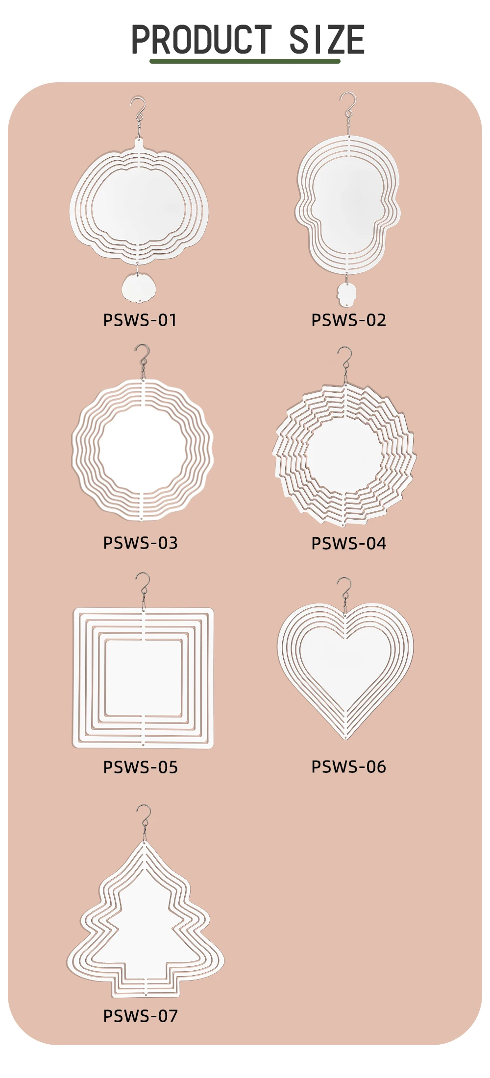 Subbank 8 Inch 10 Inch Metal Aluminum Wind Chimes Spinners Sublimation Blank Double Sided DIY Garden Sublimation Wind Spinne