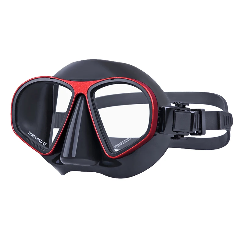 Aloma High Quality Diving Goggles Aluminium Alloy and Silicone Tempered Glass Lens Low Volume Freediving Mask