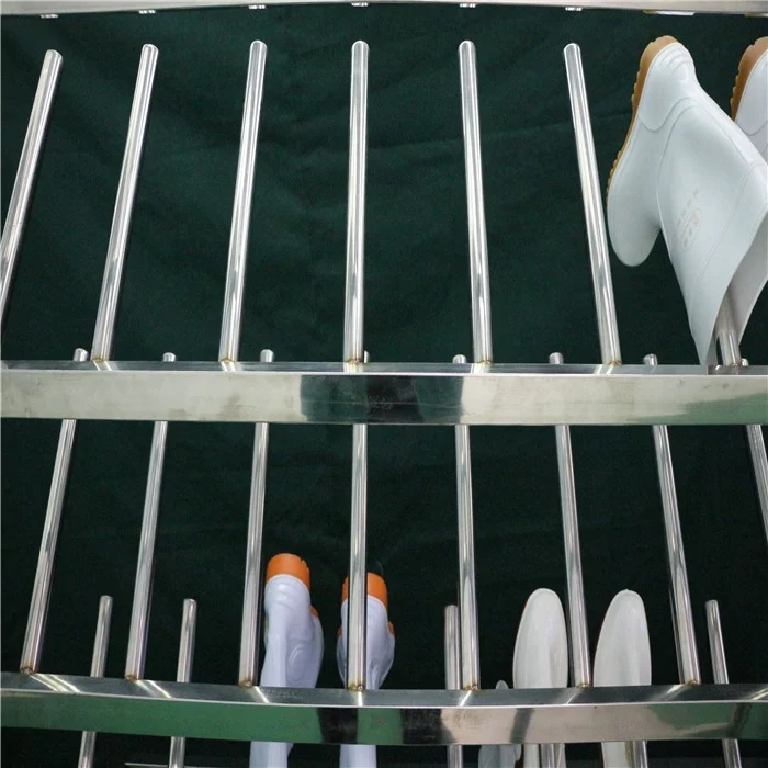 Commercial kitchen meat and food processing plant stainless steel drying deodorization shoe rack