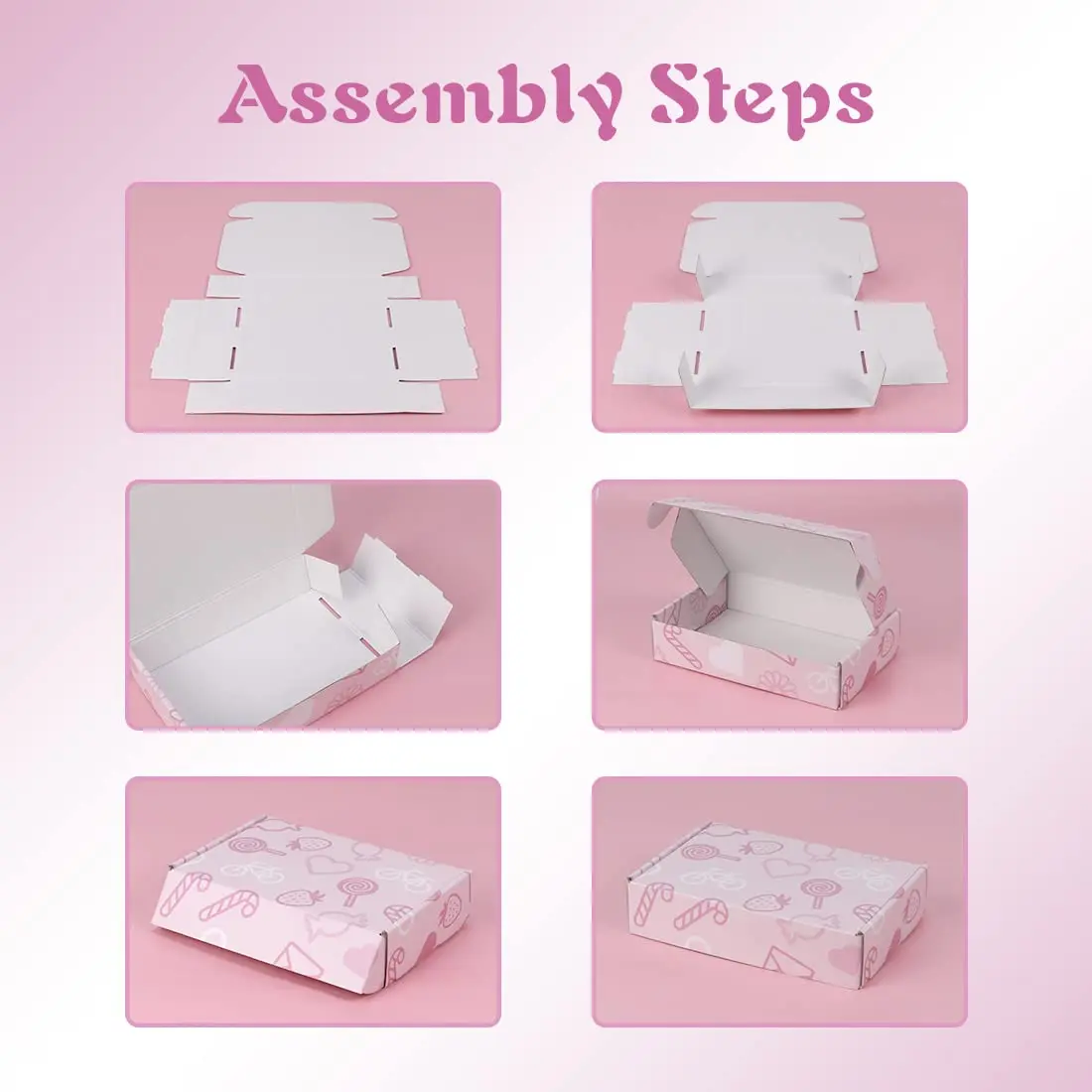 9x6x2 Shipping Boxes Set of 25, Pink Small Corrugated Gift Boxes for Packaging, Mailing, Business