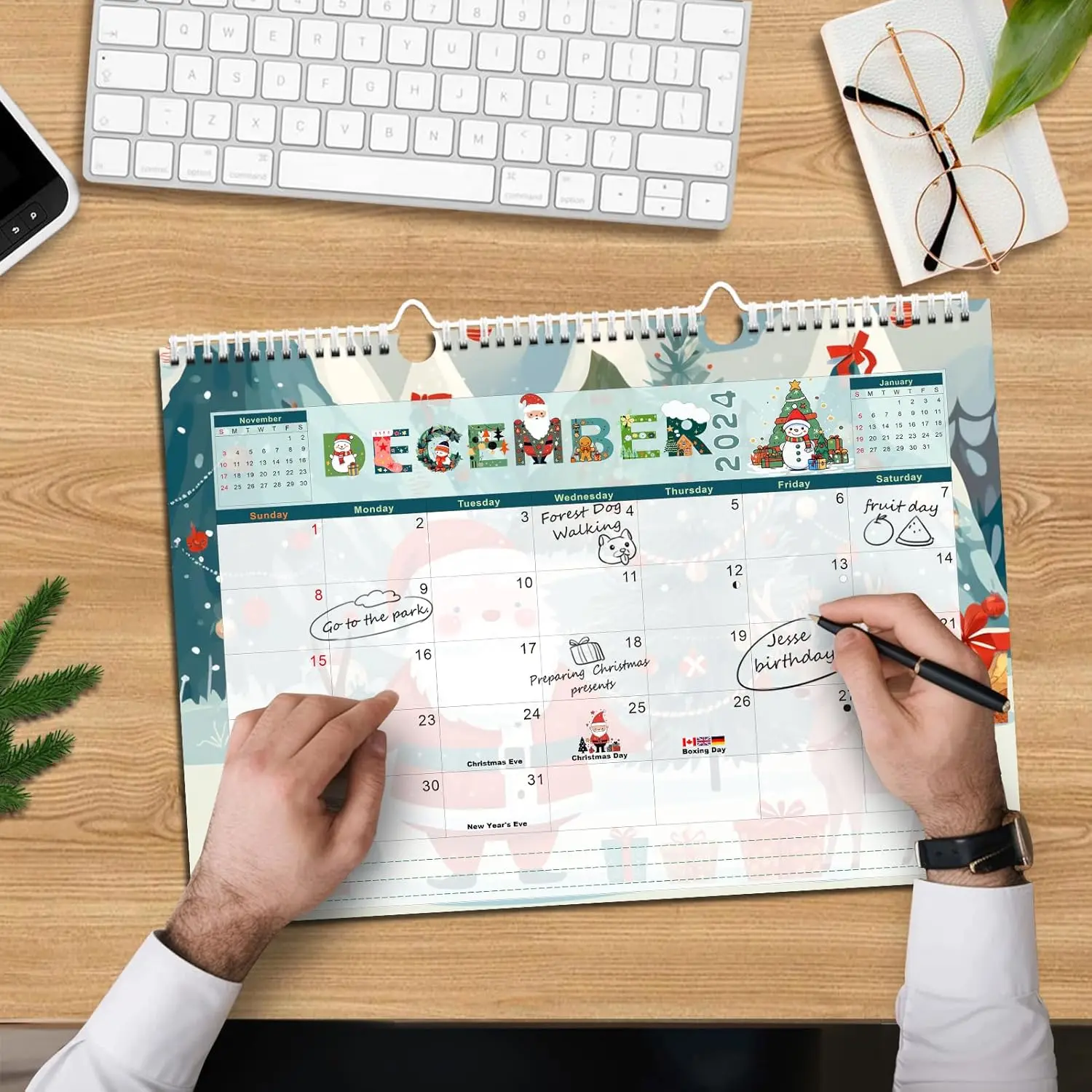 Custom Design Christmas 12 Monthly Planner Wall Printing Home  Office 2025 Desk Accessories Spiral Advent Table Calendar